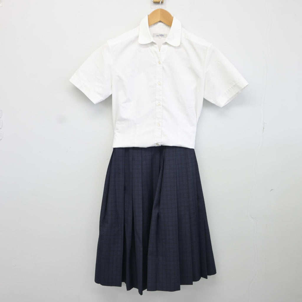 【中古】福岡県 百道中学校 女子制服 3点（シャツ・スカート）sf034960