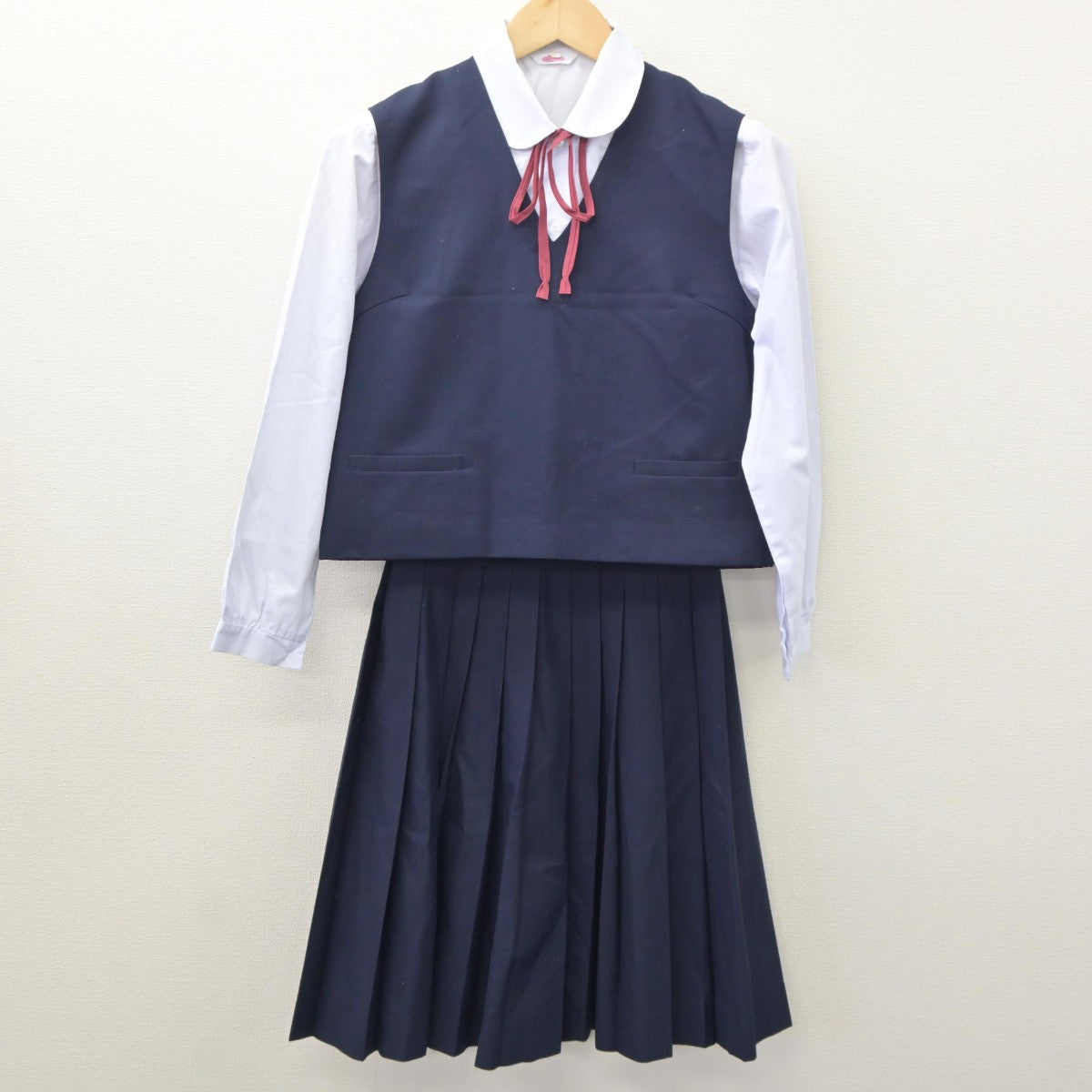 【中古】秋田県 湯沢南中学校 女子制服 5点（ブレザー・ベスト・シャツ・スカート）sf035018