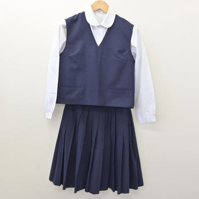 【中古】秋田県 湯沢南中学校 女子制服 4点（ベスト・シャツ・スカート・スカート）sf035019