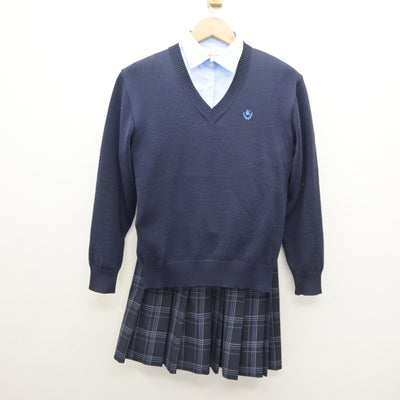 【中古】千葉県 市立柏高等学校 女子制服 5点（ブレザー・ニット・シャツ・スカート）sf035039