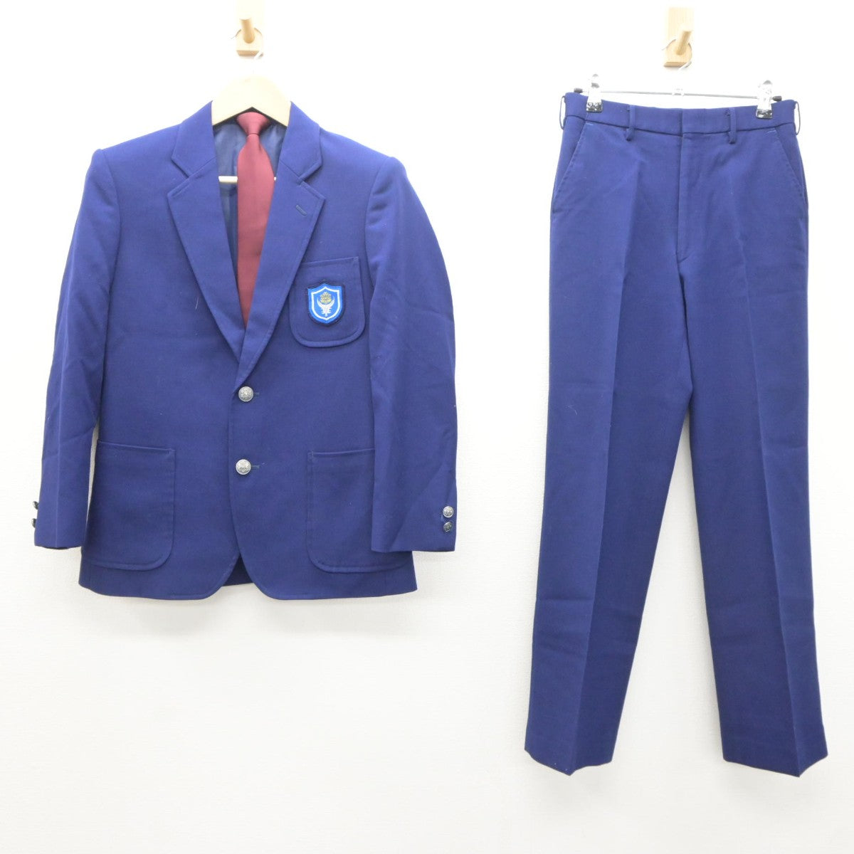 【中古】北海道 明苑中学校 男子制服 3点（ブレザー・ズボン）sf035069