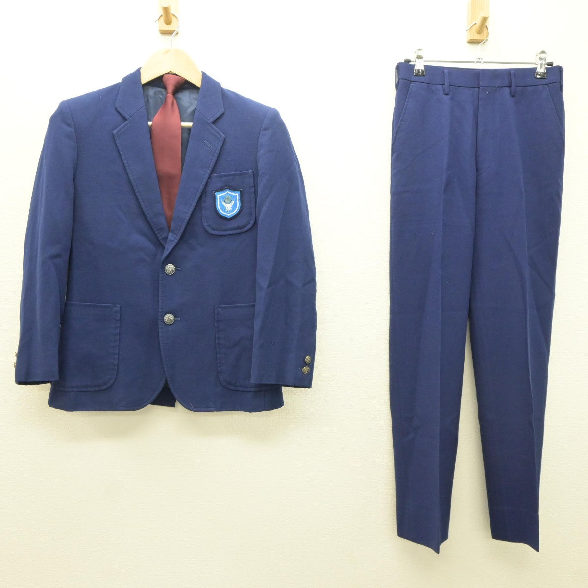 【中古】北海道 明苑中学校 男子制服 3点（ブレザー・ズボン）sf035070