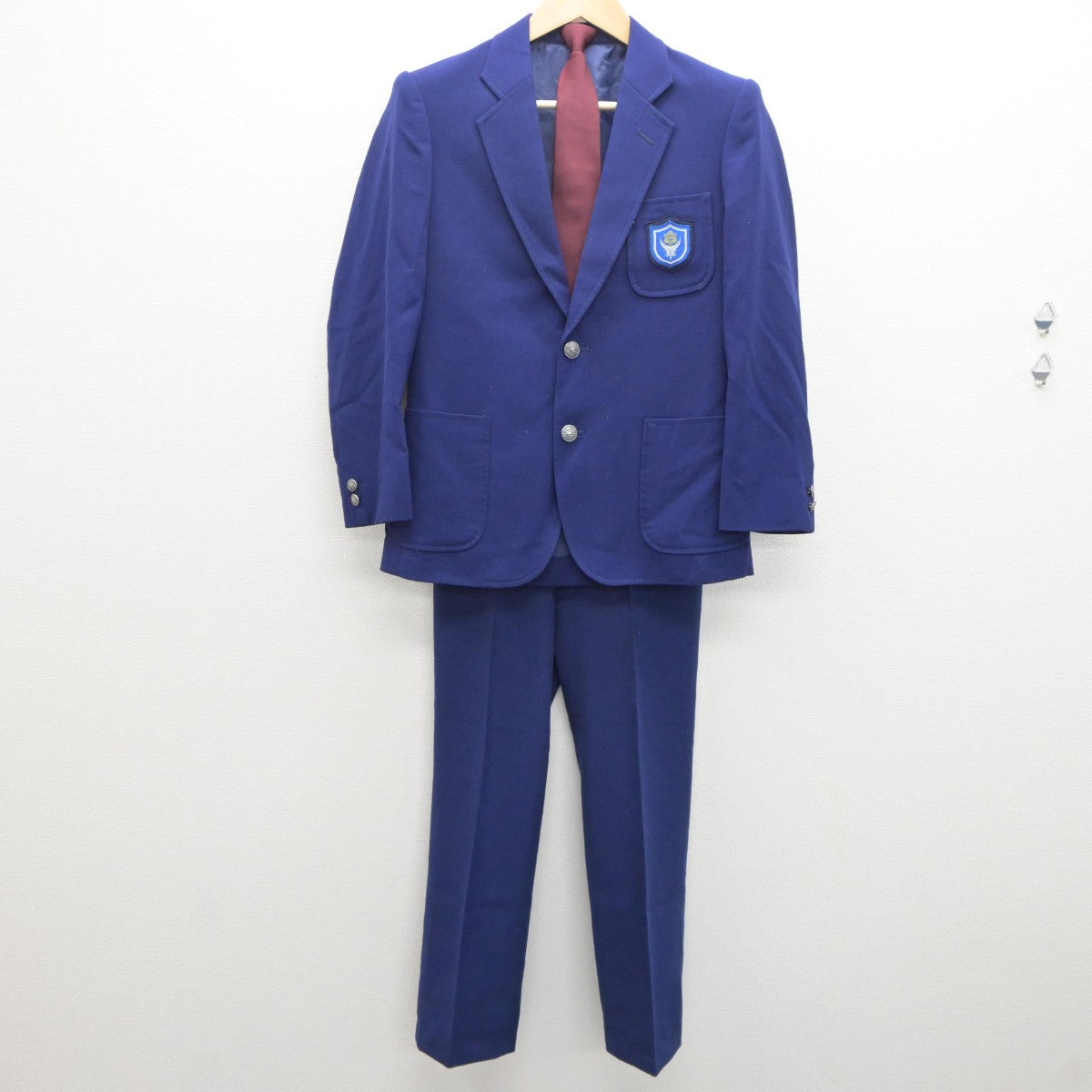 【中古】北海道 明苑中学校 男子制服 3点（ブレザー・ズボン）sf035071