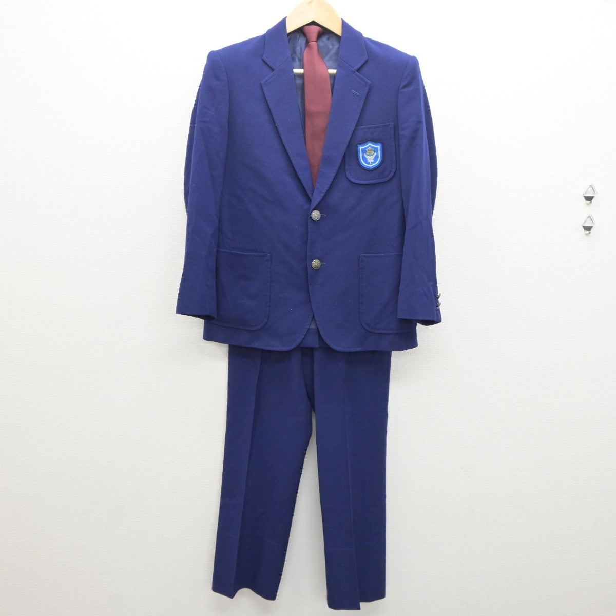 【中古】北海道 明苑中学校 男子制服 3点（ブレザー・ズボン）sf035072