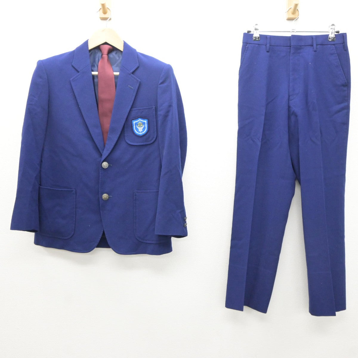 【中古】北海道 明苑中学校 男子制服 3点（ブレザー・ズボン）sf035072