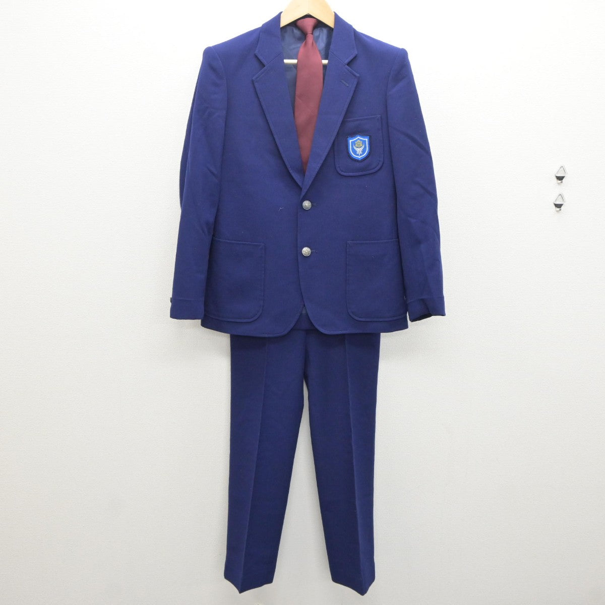 【中古】北海道 明苑中学校 男子制服 3点（ブレザー・ズボン）sf035073