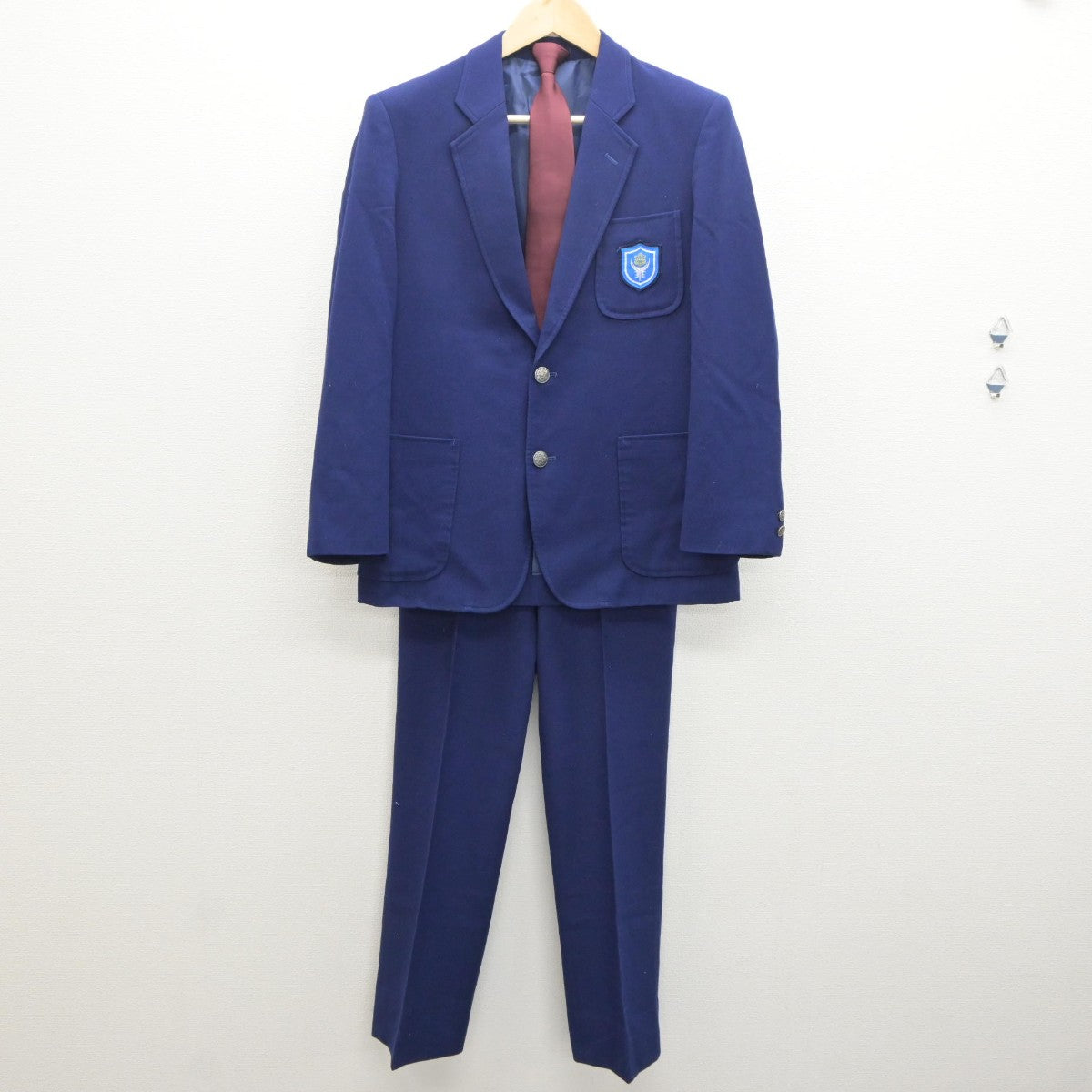 【中古】北海道 明苑中学校 男子制服 3点（ブレザー・ズボン）sf035075