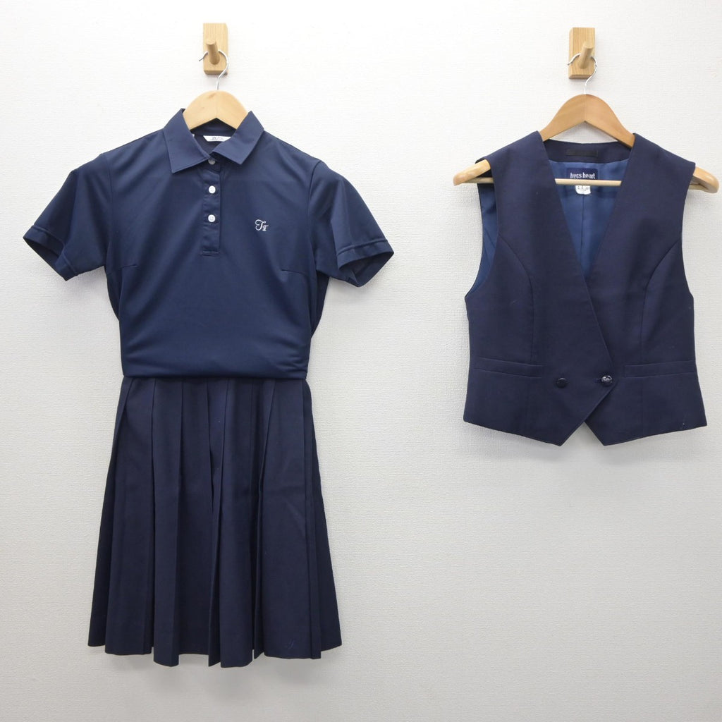 中古】茨城県 土浦第二高等学校 女子制服 3点（ベスト・シャツ