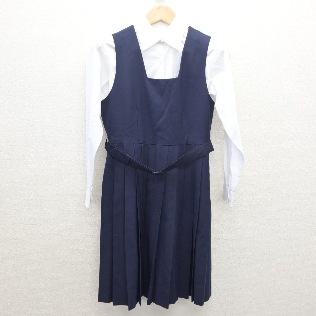 【中古】茨城県 土浦第二高等学校 女子制服 3点（ブレザー・シャツ・ジャンパースカート）sf035103