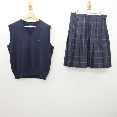 【中古】千葉県 流山南高等学校 女子制服 2点（ニットベスト・スカート）sf035142