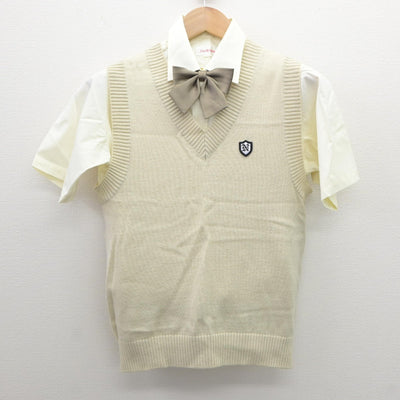 【中古】茨城県 土浦日本大学高等学校 女子制服 3点（ニットベスト・シャツ）sf035200