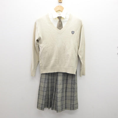 【中古】茨城県 土浦日本大学高等学校 女子制服 5点（ブレザー・ニット・シャツ・スカート）sf035201