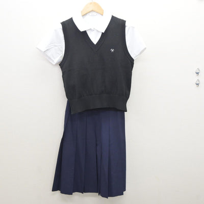 【中古】東京都 白鴎高等学校 女子制服 3点（ニットベスト・シャツ・スカート）sf035213