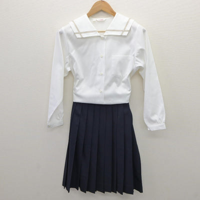 【中古】岡山県 岡山南高等学校 女子制服 4点（セーラー服・シャツ・スカート）sf035236