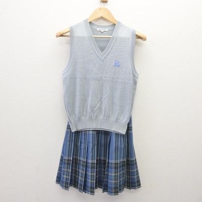 【中古】東京都 駒沢女子大学高等学校 女子制服 2点（ニットベスト・スカート）sf035264