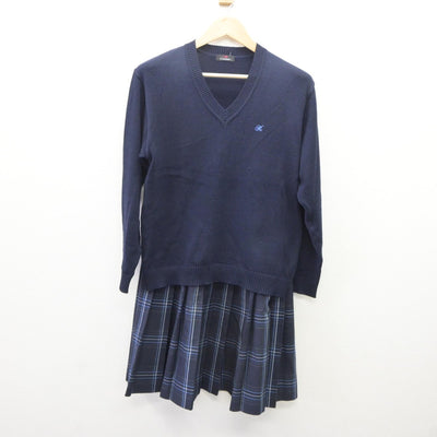 【中古】埼玉県 大宮開成高等学校 女子制服 2点（ニット・スカート）sf035269