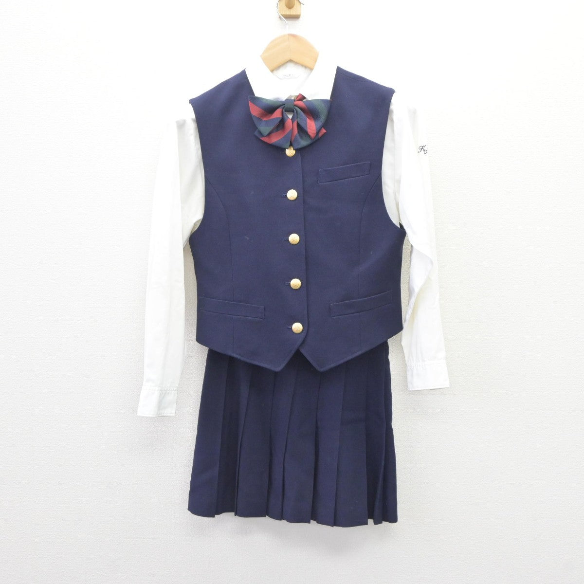 【中古】埼玉県 川越南高等学校 女子制服 6点（ブレザー・ベスト・シャツ・スカート）sf035292