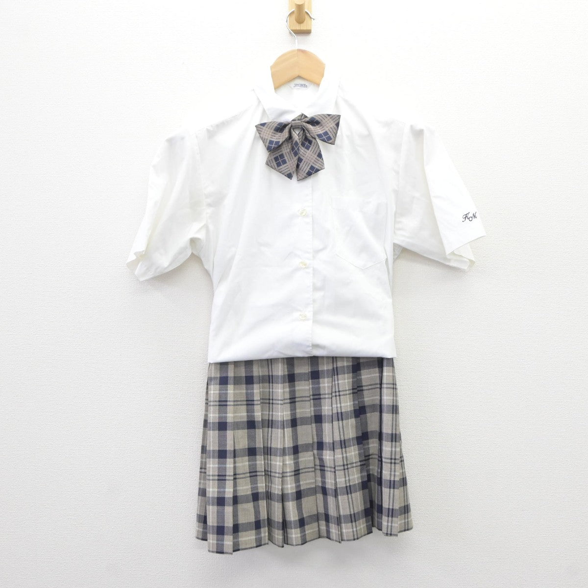 【中古】埼玉県 川越南高等学校 女子制服 5点（ベスト・シャツ・スカート）sf035293