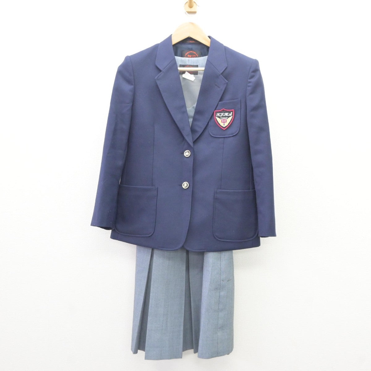 【中古】広島県 庚午中学校 女子制服 3点（ブレザー・ジャンパースカート）sf035295