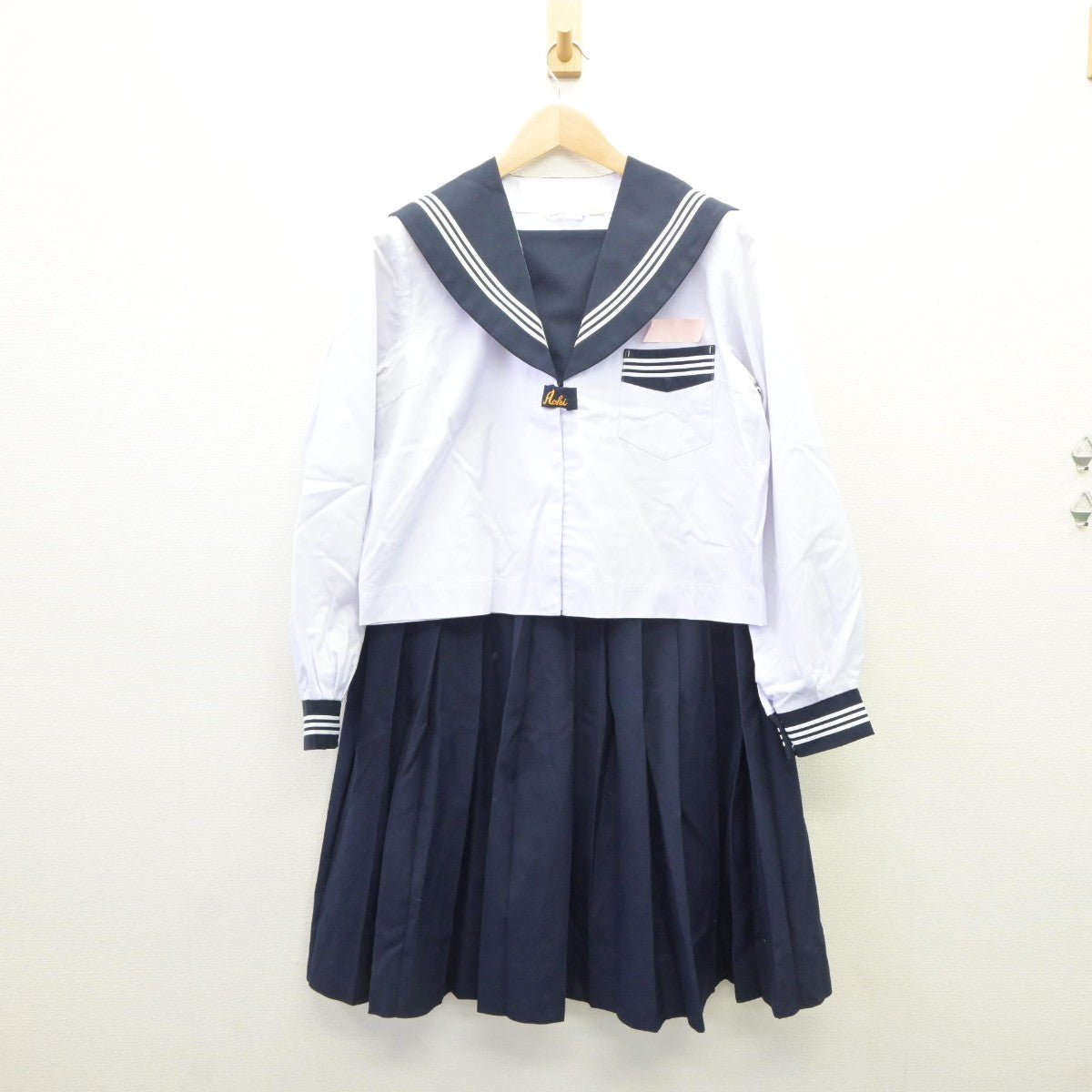 【中古】宮崎県 檍中学校 女子制服 4点（セーラー服・セーラー服・スカート）sf035337