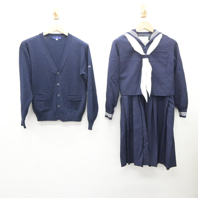 【中古】東京都 女子聖学院中学校 女子制服 4点（セーラー服・ニット・スカート）sf035349