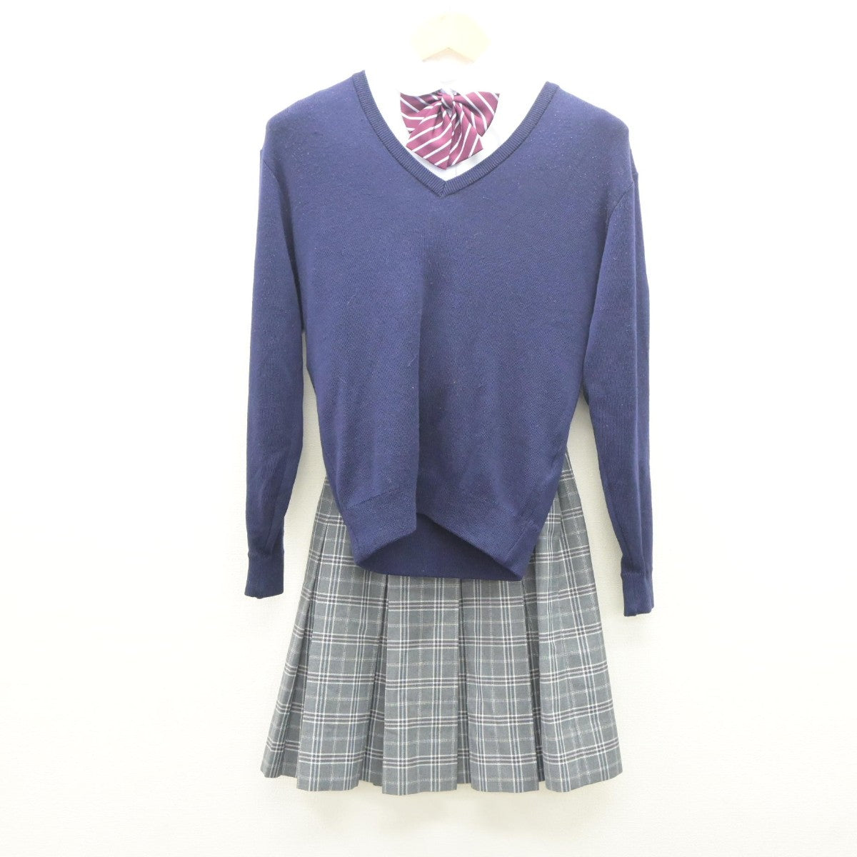 【中古】東京都 立川女子高等学校 女子制服 5点（ブレザー・シャツ・ニット・スカート）sf035377