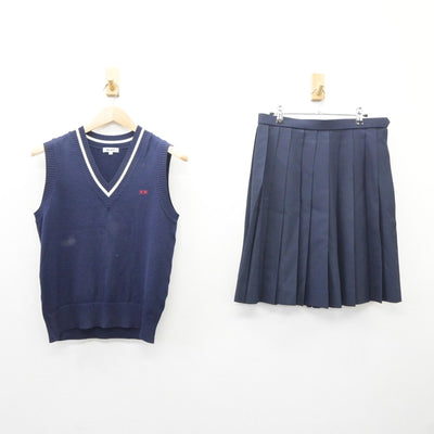 【中古】埼玉県 川口高等学校 女子制服 2点（ニットベスト・スカート）sf035401