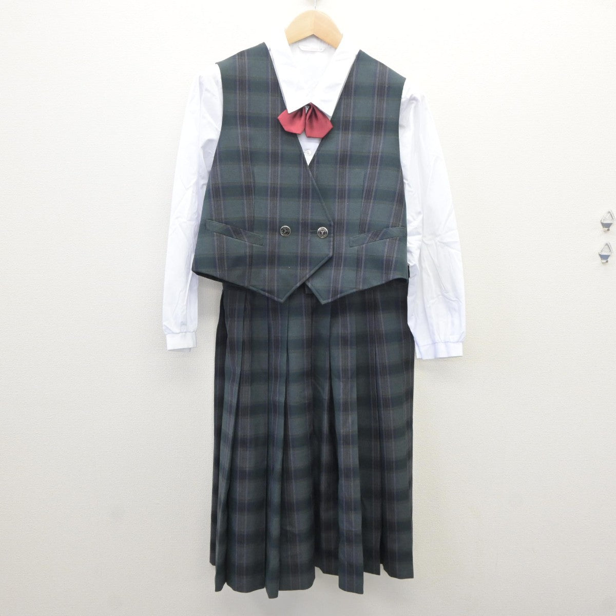 【中古】茨城県 谷和原中学校 女子制服 5点（ブレザー・ベスト・シャツ・スカート）sf035409