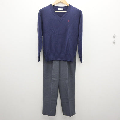 【中古】宮城県 石巻工業高等学校 男子制服 5点（ブレザー・ニット・ズボン）sf035439