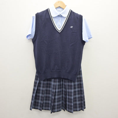 【中古】富山県 氷見高等学校 女子制服 4点（ニットベスト・シャツ・スカート）sf035480