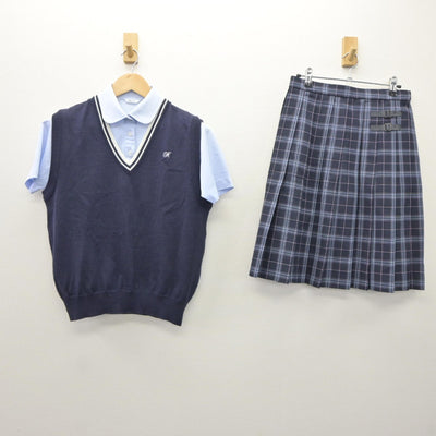 【中古】富山県 氷見高等学校 女子制服 4点（ニットベスト・シャツ・スカート）sf035480