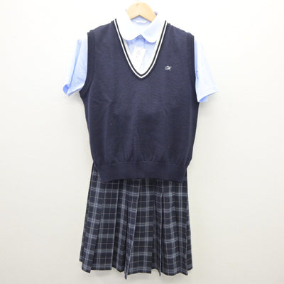 【中古】富山県 氷見高等学校 女子制服 3点（ニットベスト・シャツ・スカート）sf035481