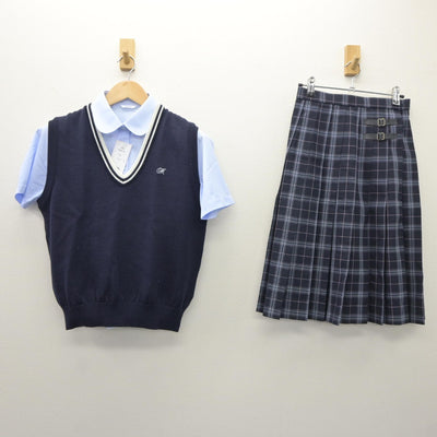 【中古】富山県 氷見高等学校 女子制服 3点（ニットベスト・シャツ・スカート）sf035481