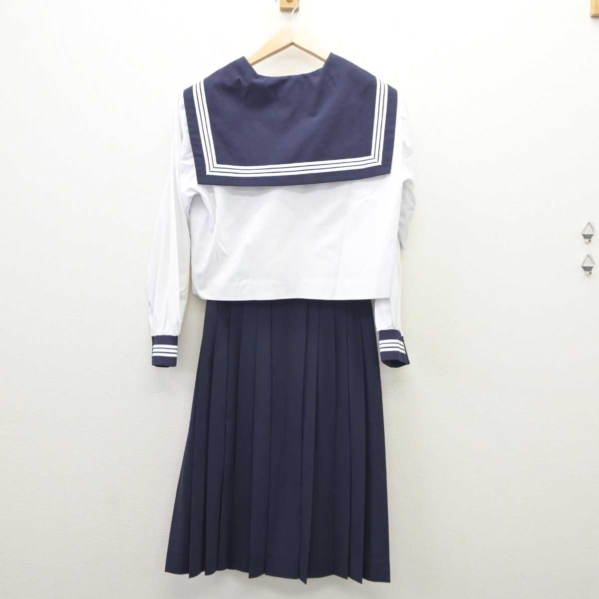 【中古】静岡県 菊川市立西中学校 女子制服 3点（セーラー服・セーラー服・スカート）sf035517