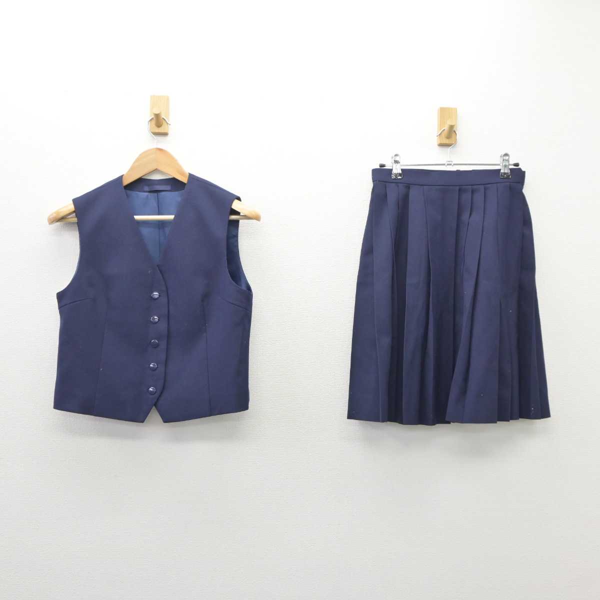 【中古】千葉県 船橋高等学校 女子制服 2点（ベスト・スカート）sf035523