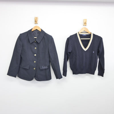 【中古】広島県 広島商業高等学校 女子制服 2点（ブレザー・ニット）sf036040