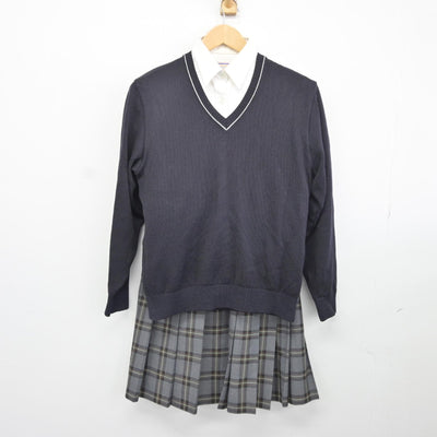 【中古】埼玉県 栄東中学高等学校 女子制服 3点（ニット・シャツ・スカート）sf036053