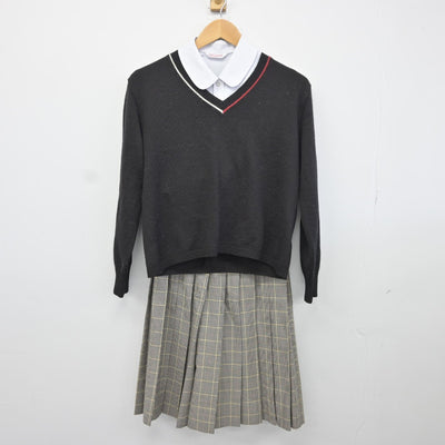 【中古】福岡県 久留米学園高等学校 女子制服 3点（シャツ・ニット・スカート）sf036071