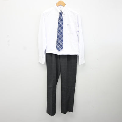 【中古】福岡県 久留米信愛高等学校 男子制服 6点（ブレザー・シャツ・ズボン）sf036077