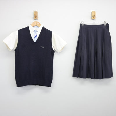 【中古】愛知県 愛知商業高等学校 女子制服 4点（ニットベスト・シャツ・スカート）sf036092