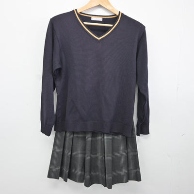 【中古】宮崎県 高城高等学校 女子制服 2点（ニット・スカート）sf036094