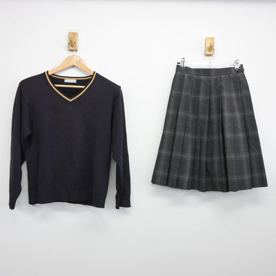 【中古】宮崎県 高城高等学校 女子制服 2点（ニット・スカート）sf036094