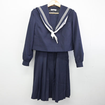 【中古】福岡県 北九州市立永犬丸中学校 女子制服 3点（セーラー服・ジャンパースカート）sf036103