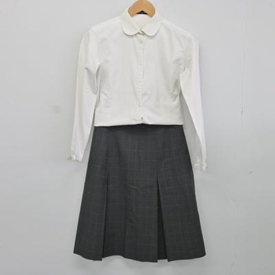 【中古】熊本県 九州学院中学校 女子制服 3点（シャツ・スカート）sf036138