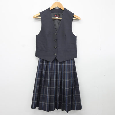 【中古】東京都 東京都市大学等々力高等学校 女子制服 2点（ベスト・スカート）sf036143