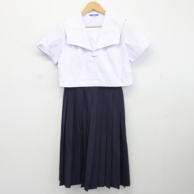 【中古】福岡県 飯塚日新館中学校 女子制服 3点（セーラー服・スカート）sf036227