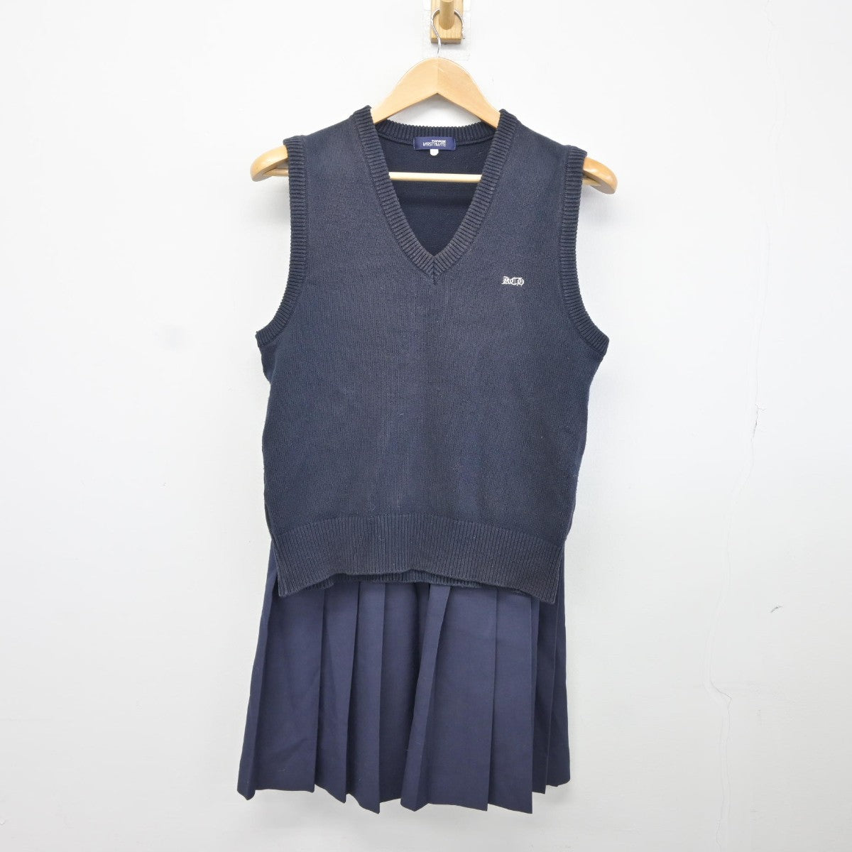 【中古】千葉県 柏中央高等学校 女子制服 3点（ニットベスト・スカート）sf036277