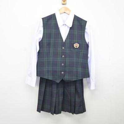 【中古】宮崎県 鵬翔高等学校 女子制服 3点（ベスト・シャツ・スカート）sf036288