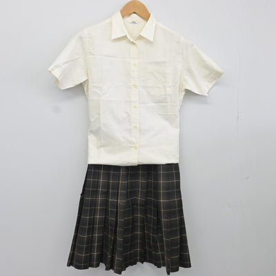 【中古】福岡県 九州産業大学付属九州高等学校 女子制服 3点（ニットベスト・シャツ・スカート）sf036389