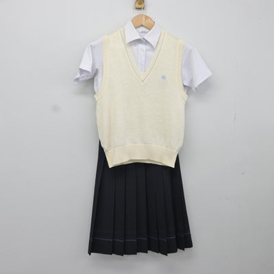 【中古】大阪府 東大谷高等学校 女子制服 4点（シャツ・ニットベスト・スカート）sf036395